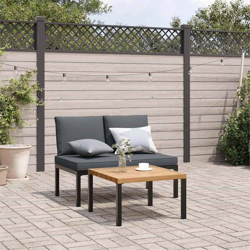 vidaXL 2 Piece Aluminum Sofa Set in Black/Anthracite
