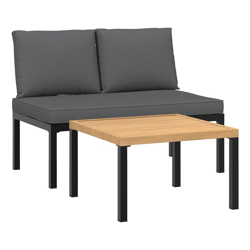 vidaXL 2 Piece Aluminum Sofa Set in Black/Anthracite