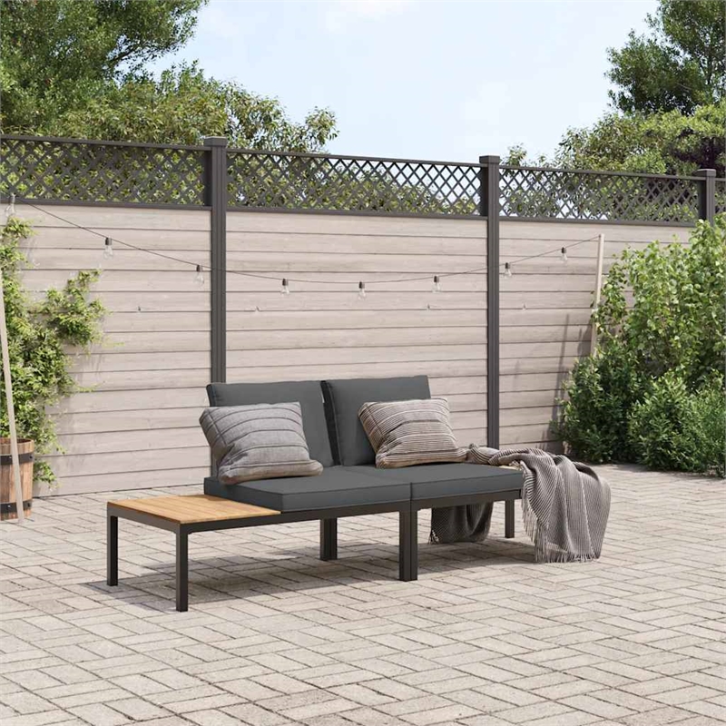 vidaXL 2 Piece Aluminum Sofa Set in Black/Anthracite