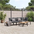 vidaXL 4 Piece Aluminum Sofa Set in Black/Brown/Anthracite