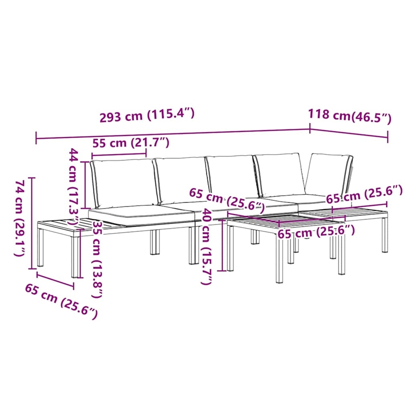 vidaXL 4 Piece Aluminum Sofa Set in Black/Brown/Anthracite