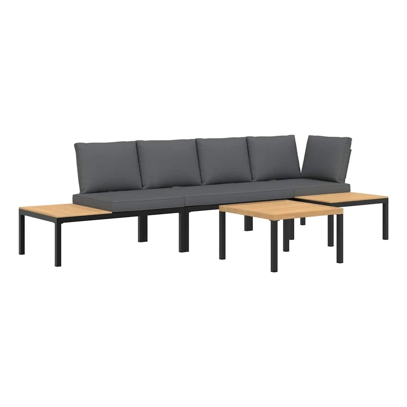 vidaXL 4 Piece Aluminum Sofa Set in Black/Brown/Anthracite