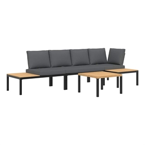 vidaxl 4 piece aluminum sofa set in black/brown/anthracite
