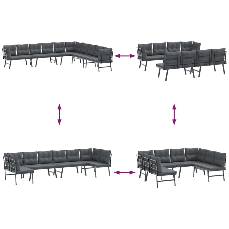 vidaXL Steel Large Bench in Black
