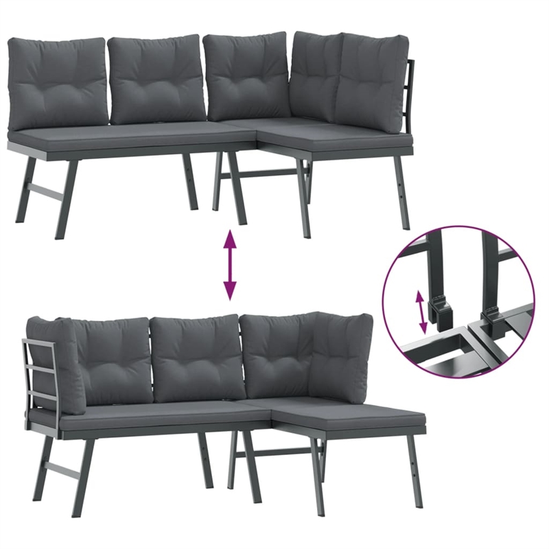 vidaXL Steel Large Bench in Black