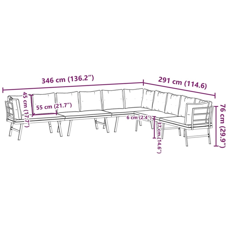 vidaXL Steel Large Bench in Black