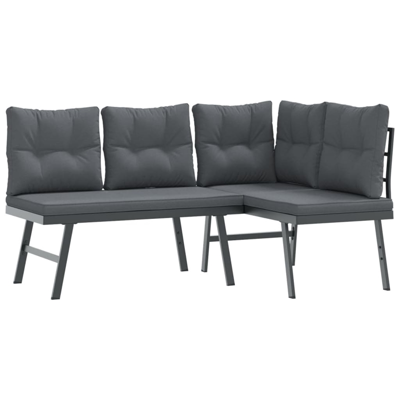 vidaXL Steel Large Garden Bench in Black