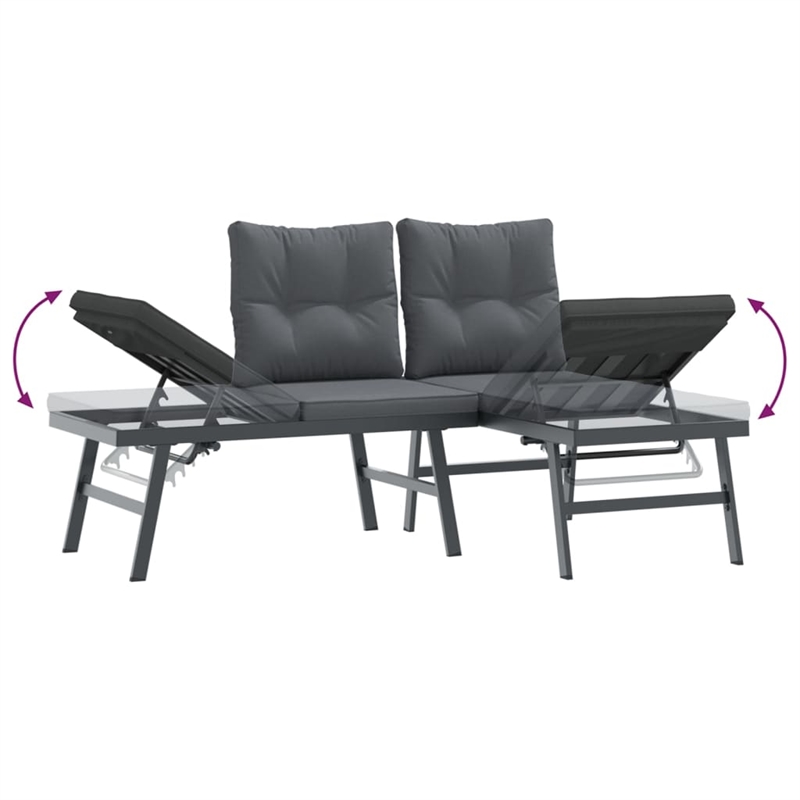 vidaXL Steel Large Garden Bench in Black