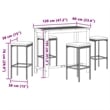 vidaXL 5 Piece Solid Acacia Wood Large Bar Set in White/Brown/Cream