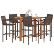 vidaXL 7 Piece Solid Acacia Wood Medium Bar Set in Brown