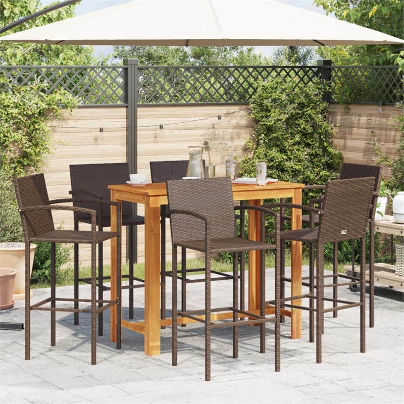 vidaXL 7 Piece Solid Acacia Wood Medium Bar Set in Brown