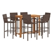vidaXL 7 Piece Solid Acacia Wood Medium Bar Set in Brown