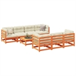 vidaXL 8 Piece Wood Small Patio Sofa Set in White/Brown/Cream