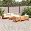 vidaXL 8 Piece Wood Small Patio Sofa Set in White/Brown/Cream