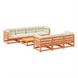 vidaXL 8 Piece Wood Small Patio Sofa Set in White/Brown/Cream