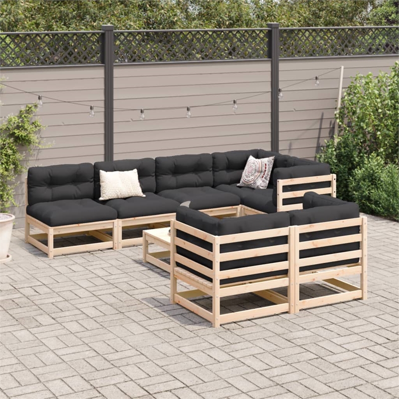 vidaXL 8 Piece Wood Small Sofa Set in Natural
