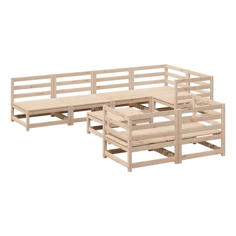 vidaXL 8 Piece Wood Small Sofa Set in Natural