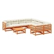 vidaXL 9 Piece Wood Large Sofa Set in White/Brown/Cream