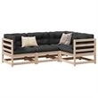 vidaXL 4 Piece Wood Patio Sofa Set in Anthracite/Natural