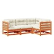 vidaXL 4 Piece Wood Patio Sofa Set in Brown/Cream