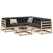 vidaXL 6 Piece Wood Sofa Set in Natural