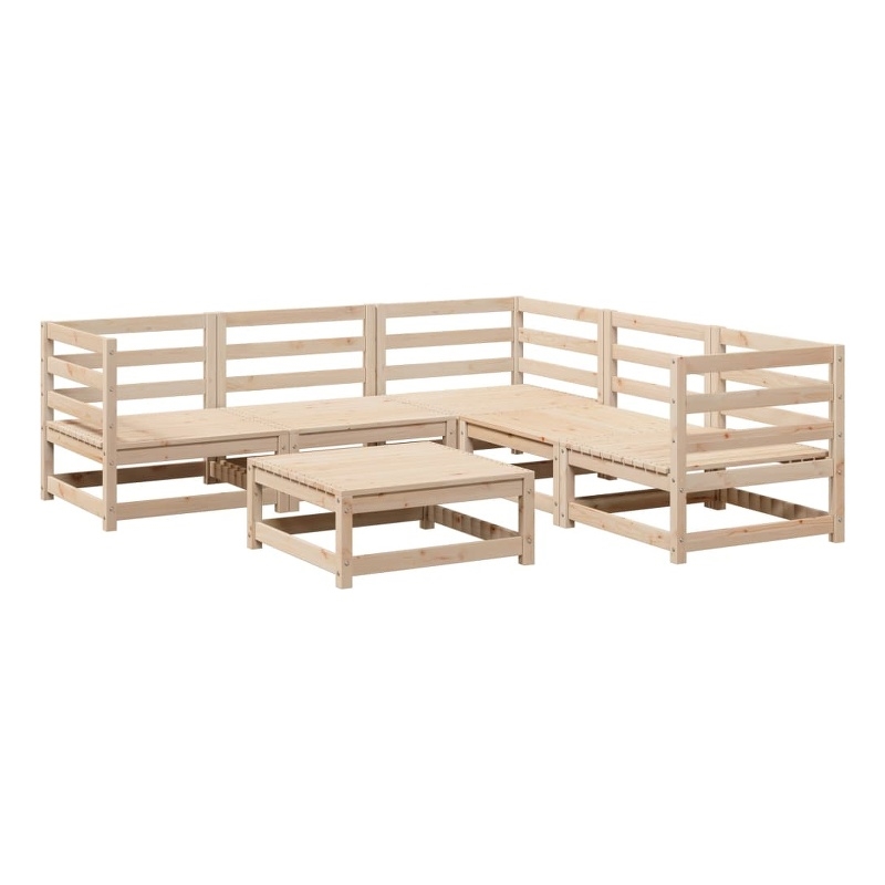 vidaXL 6 Piece Wood Sofa Set in Natural