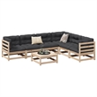 vidaXL 7 Piece Wood Patio Sofa Set in Brown/Cream