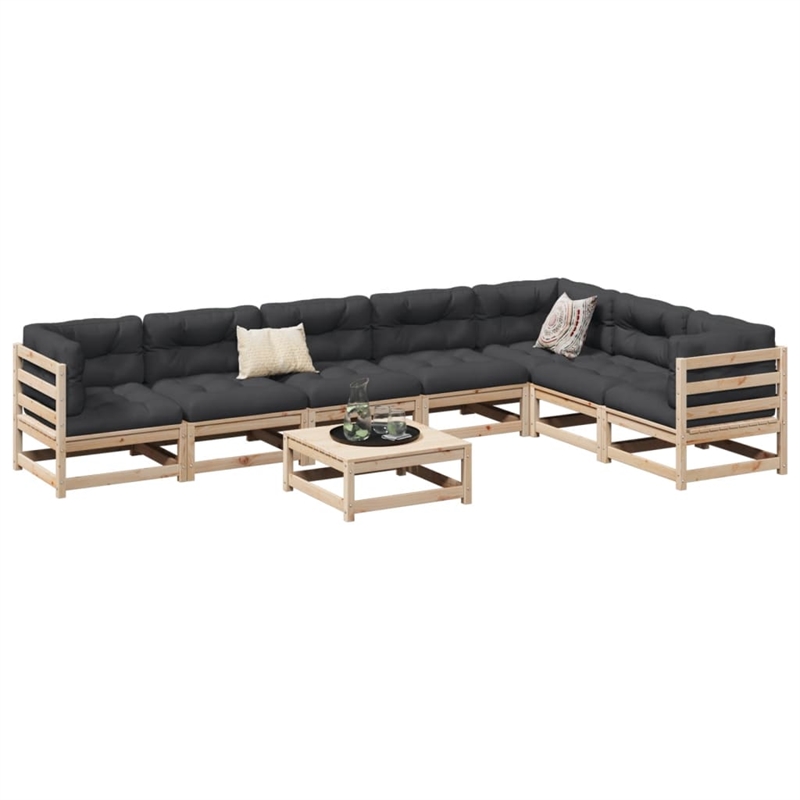vidaXL 8 Piece Wood Large Sofa Set in Natural