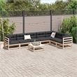 vidaXL 8 Piece Wood Large Sofa Set in Natural