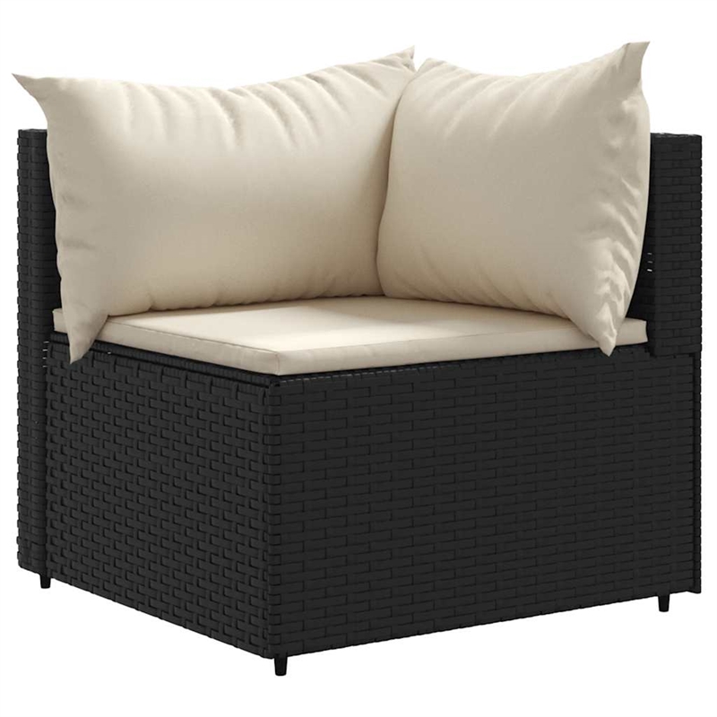 vidaXL 6 Piece Poly Rattan Lounge Set in Black/Cream