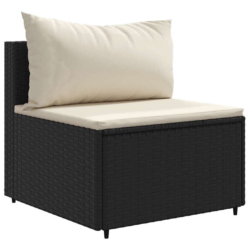 vidaXL 6 Piece Poly Rattan Lounge Set in Black/Cream