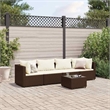 vidaXL 5 Piece Poly Rattan Lounge Set in White/Brown/Cream