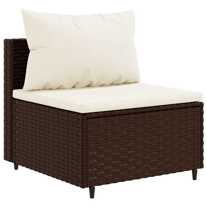 vidaXL 5 Piece Poly Rattan Lounge Set in White/Brown/Cream