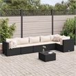 vidaXL 7 Piece Steel Lounge Set in Black/White/Cream