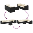 vidaXL 7 Piece Steel Lounge Set in Black/White/Cream