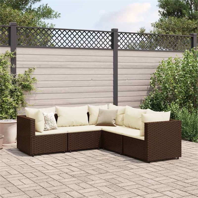vidaXL 5 Piece Steel Lounge Set in Brown