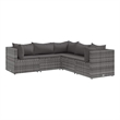 vidaXL 5 Piece Poly Rattan Lounge Set in Gray/Anthracite