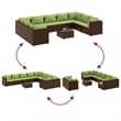 vidaXL 10 Piece Steel Patio Sofa Set in Green/Brown