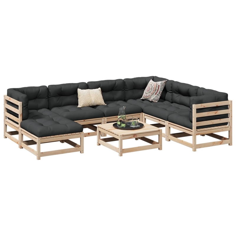 vidaXL 8 Piece Wood Sofa Set in Natural