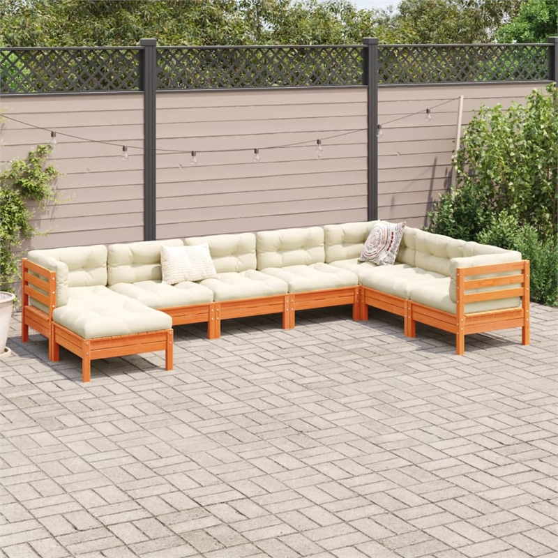 vidaXL 8 Piece Wood Sofa Set in Brown