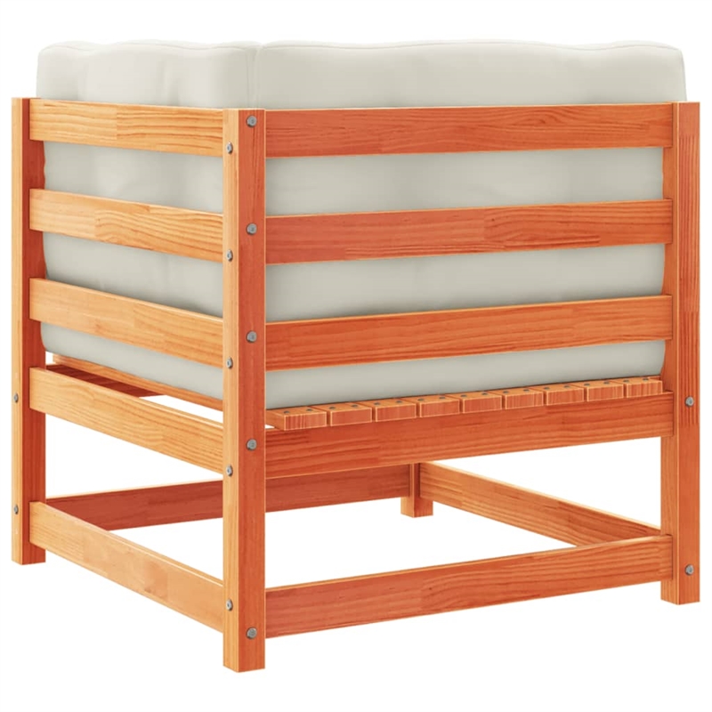 vidaXL Wood Small Sofa Set in Brown/Cream