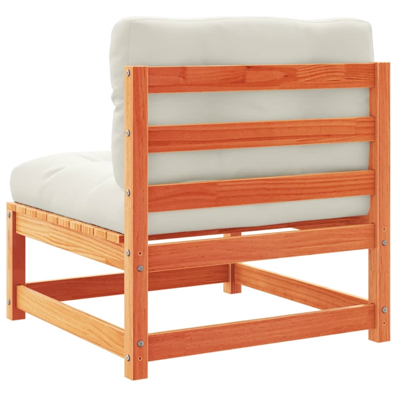 vidaXL Wood Small Sofa Set in Brown/Cream