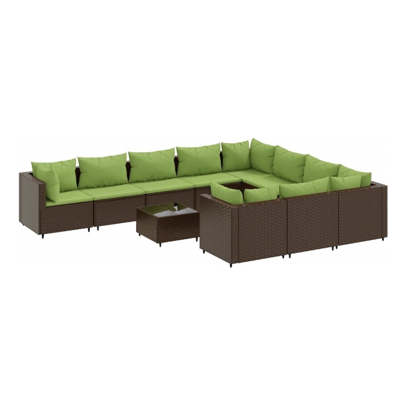 vidaXL 11 Piece Poly Rattan Large Patio Sofa Set in Brown