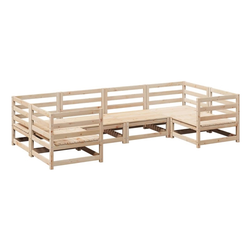 vidaXL 6 Piece Wood Small Sofa Set in Natural