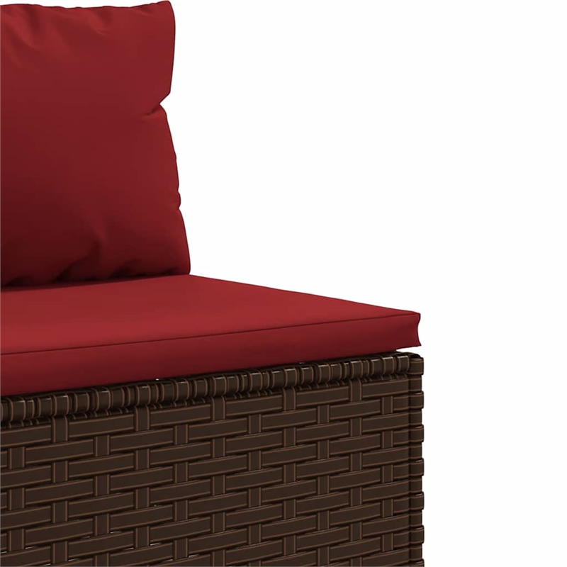 vidaXL 9 Piece Steel Lounge Set in Red/Brown