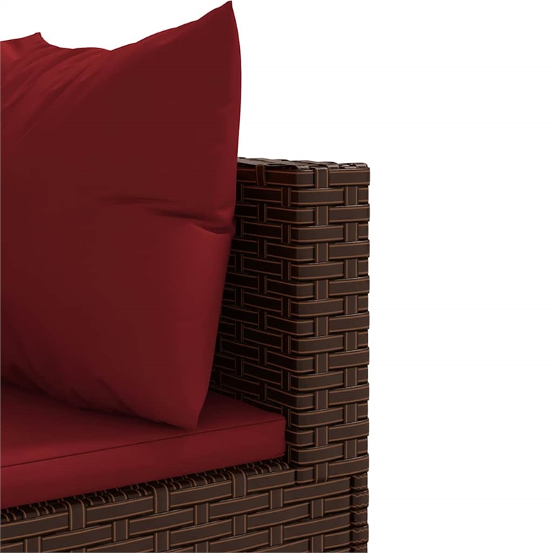 vidaXL 9 Piece Steel Lounge Set in Red/Brown