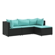 vidaXL 4 Piece Lounge Set in Black/Blue