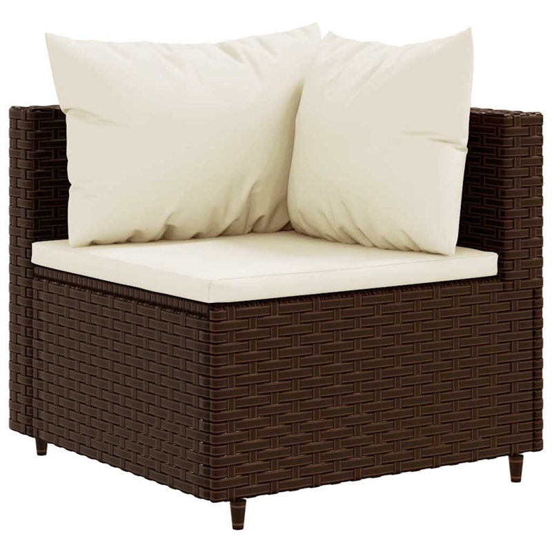 vidaXL 6 Piece Poly Rattan Large Lounge Set in Brown/Cream