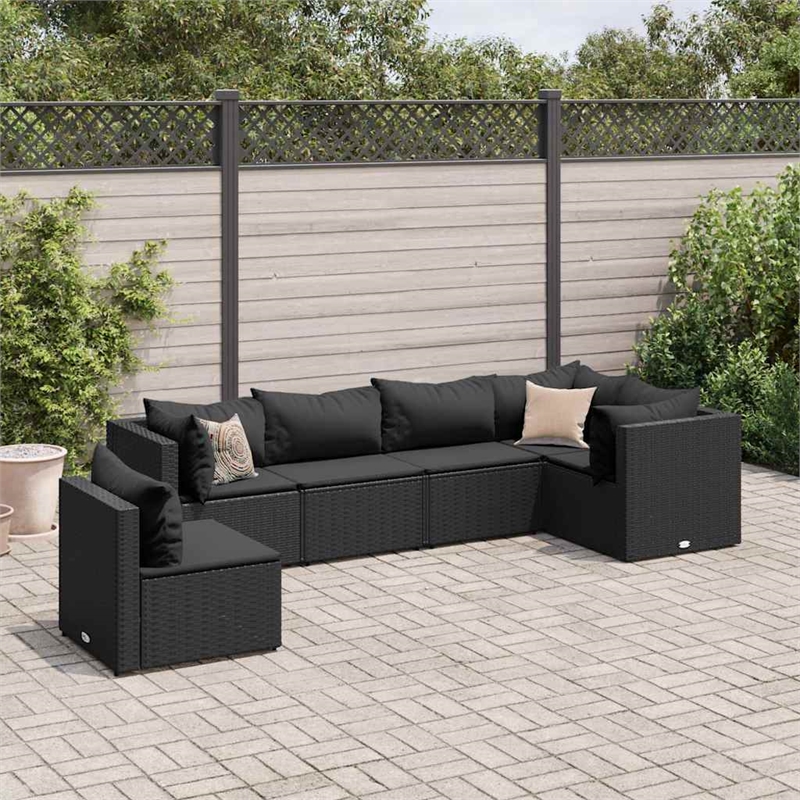 vidaXL 6 Piece Steel Lounge Set in Black