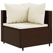 vidaXL 7 Piece Poly Rattan Large Lounge Set in White/Brown/Cream
